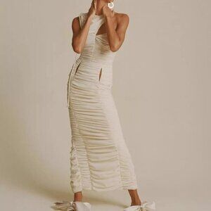 Harbison Supernova Cutout Ruched Asymmetrical Jersey Maxi Dress Size XL